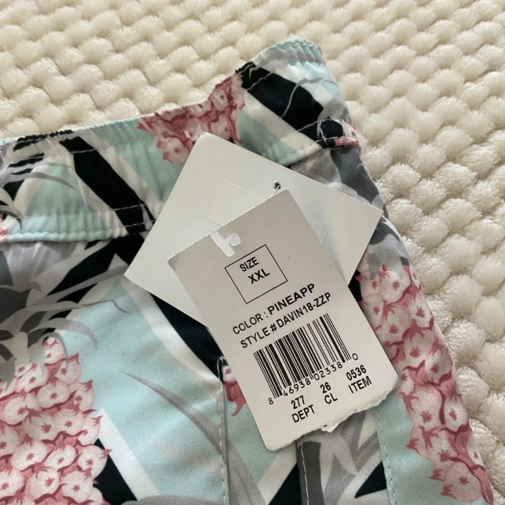 Hawaii Five-O Davin‎ Swim Shorts - Teal with Pink Pineapples - Size 2X